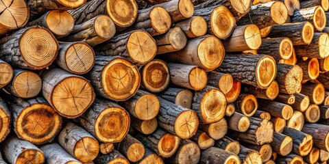 Fototapeta premium A Stack of Golden-Brown Logs, Showing the Natural Grain and Texture of Wood