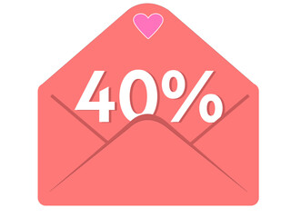 40% envelope icon on white background
Creative envelope with discount, promotion, sale and heart
Open envelope