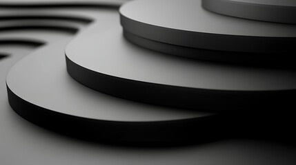 Abstract grayscale image of stacked circular forms