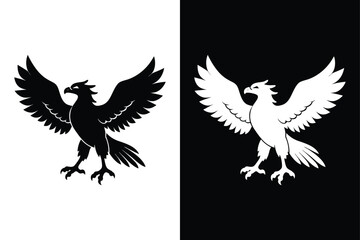 Osprey Silhouette Vector with Black and White.