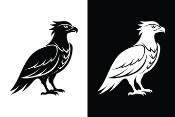 Osprey Silhouette Vector with Black and White.