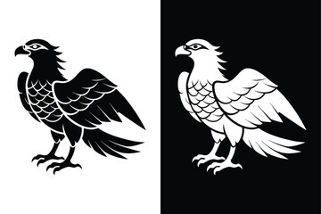 Osprey Silhouette Vector with Black and White.