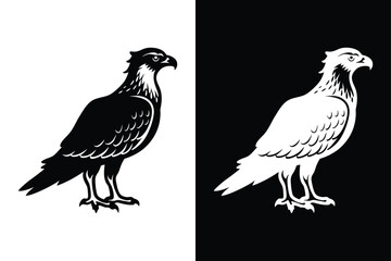 Osprey Silhouette Vector with Black and White.