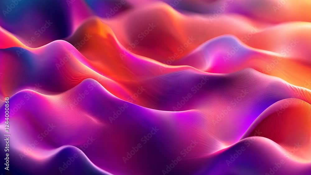 Poster vibrant abstract waves morphing in dynamic colorful flow animation