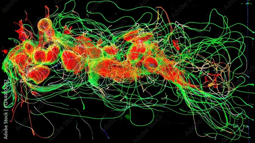 Poster abstract representation of human organs with dynamic colorful lines