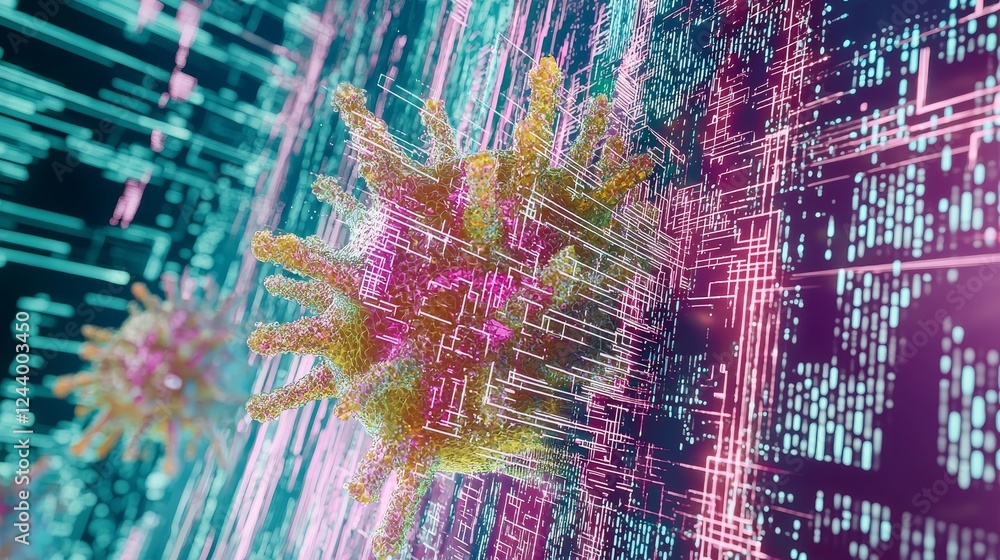 Aufkleber digital transformation of biological cells into abstract symbols and patterns