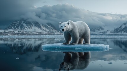 Polar Bear Stands Alone On A Melting Ice Floe