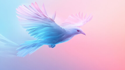 Fototapeta premium Colorful Bird in Flight Against a Pastel Background Showcasing Beauty and Freedom in Nature's Art
