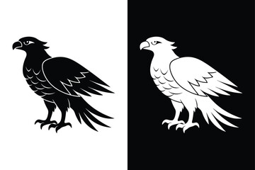 Striking Osprey Silhouette Icon – Crisp Black & White Vector.