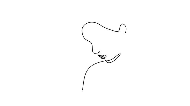 Continuous line drawing animation of face abstract. Minimalist animation isolated on white background. Animation video