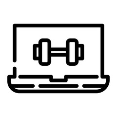laptop workout cut line icon