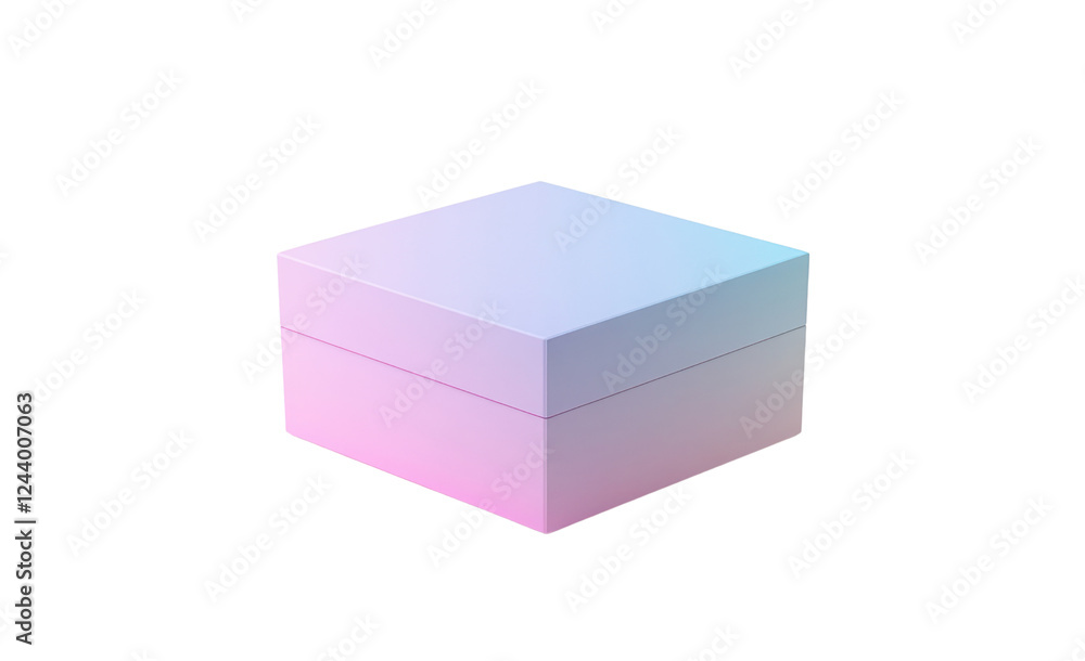 Poster a simple and elegant pastel box with no patterns or logos, resting alone on a soft white background,