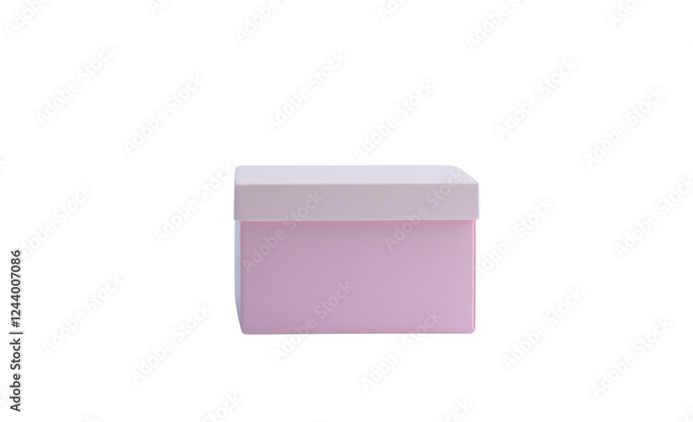 Aufkleber a simple and elegant pastel box with no patterns or logos, resting alone on a soft white background,