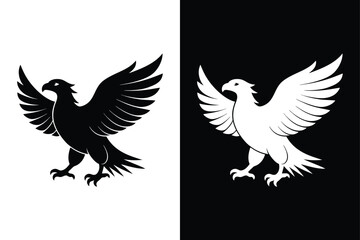 Striking Osprey Silhouette Icon – Crisp Black & White Vector.