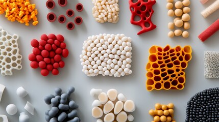 Colorful Assortment of Textured Shapes and Patterns on White Background