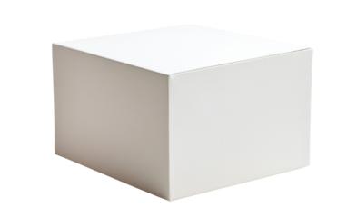 A stark, white cardboard box without any text or graphics, placed against a bright white background, exuding a sense of emptiness and neutrality