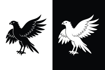 Striking Osprey Silhouette Icon – Crisp Black & White Vector.