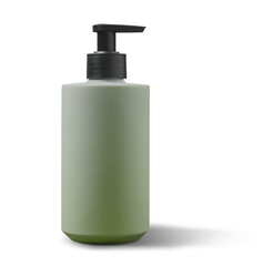 Mockup generic plastic green pump bottle isolated on white