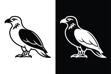 Black and White Osprey Bird Vector Icon.