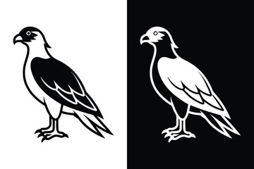 Black and White Osprey Bird Vector Icon.
