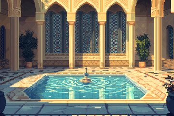Obraz premium Desert Palace Courtyard Fountain Hall