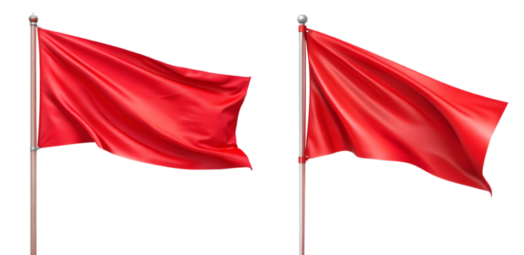 red flags on the white background