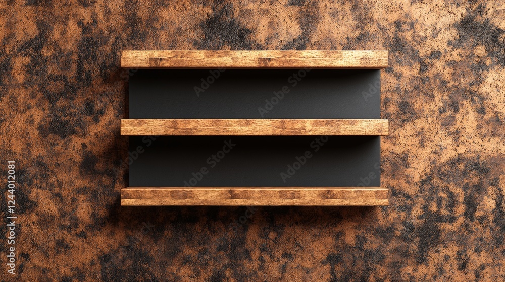 Poster black shelf with two levels for storage and display in a modern interior setting