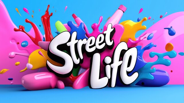 Vibrant Street Life Paint Splatter Design