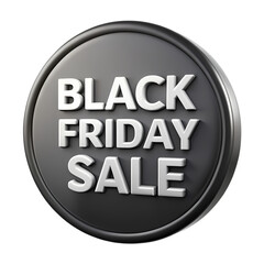 Fototapeta premium Black friday sale badge 3d render dark grey background modern design icon on transparent background