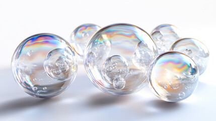 Bubbles Reflecting Colors and Light in a Bright Setting During Daytime Play