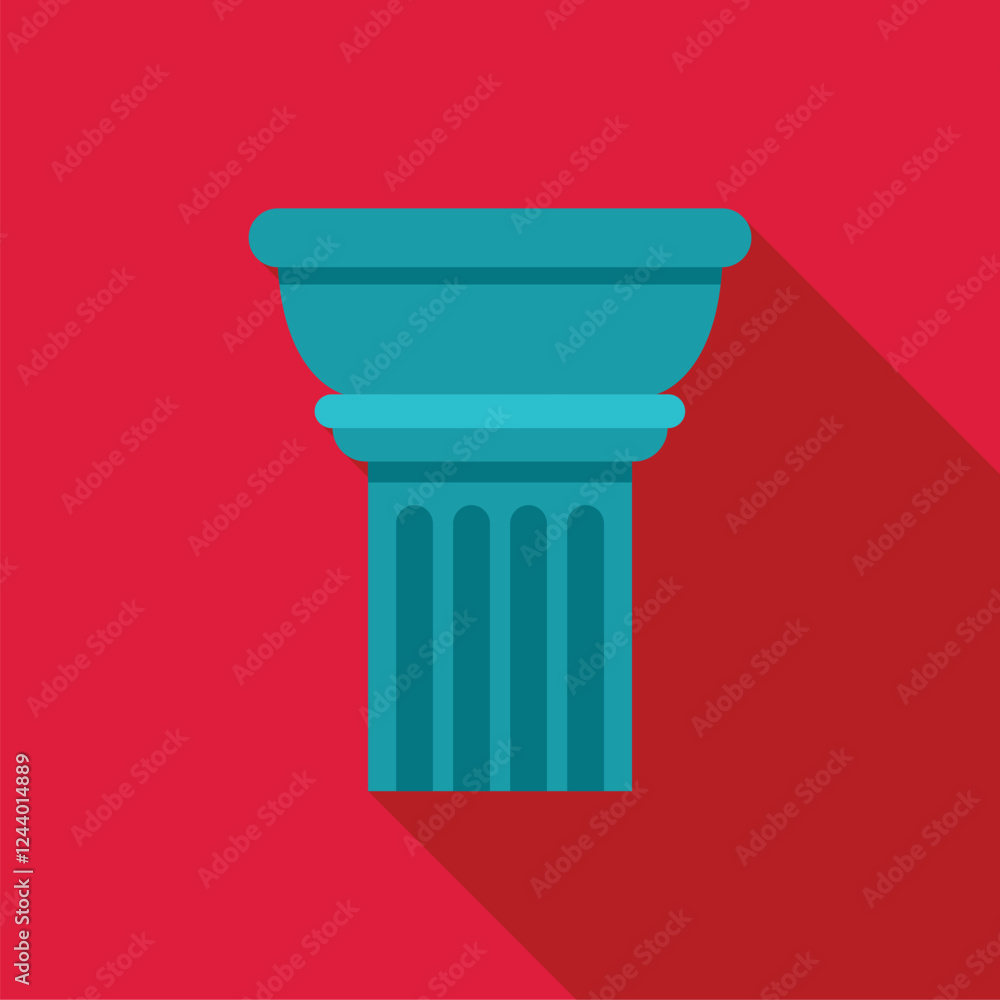 Poster architectural column in flat design style, evoking classical architecture and historical structures
