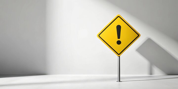 Attention Required A Cautionary Yellow Diamond Sign in a Minimalist Setting