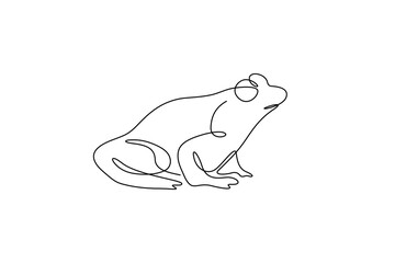 One continuous single-line drawing of a frog. Water animal minimal linear artwork. The wild animal clipart. 