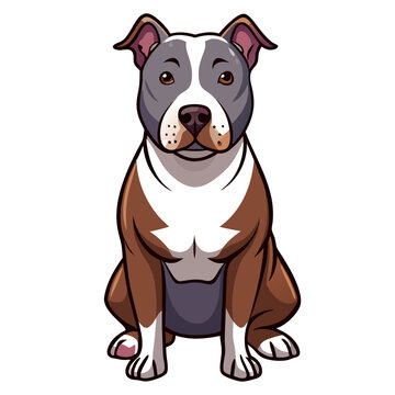 recommend clip art: american pit bull terrier dog isolated on white, Color vector illustration. Pet animal  