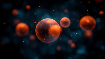 Fototapeta premium Glowing Spheres Float In A Dark Nebula