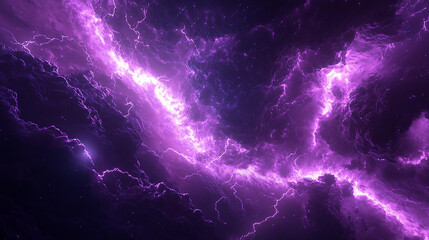 Fototapeta premium Ethereal purple lightning crackling in the night sky