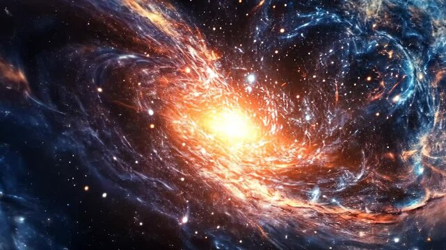 Cosmic spiral expansion: a journey through glittering galaxies and radiant stars