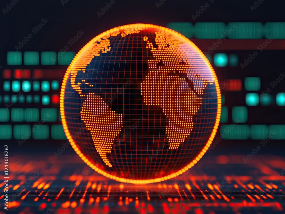 Poster exploring digital earth simulation virtual space 3d graphic futuristic environment close-up technolo