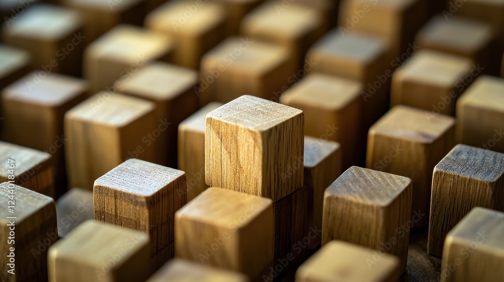 Poster wooden blocks stacked randomly on a surface creating a textured and geometric pattern for creative a