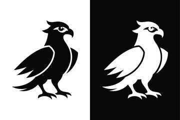 Majestic Osprey Silhouette Vector Icon in Black & White.