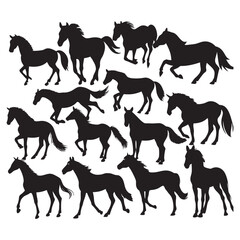 Different type Horse silhouettes set large pack of vector silhouette design 
