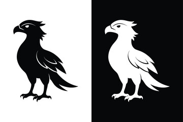 Majestic Osprey Silhouette Vector Icon in Black & White.