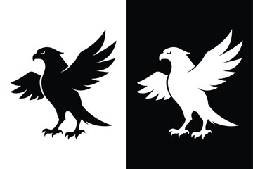 Majestic Osprey Silhouette Vector Icon in Black & White.