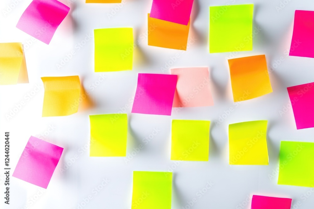 Poster A collection of colorful post-it notes arranged on a flat surface