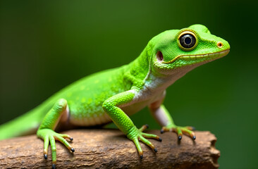green lizard on a branch