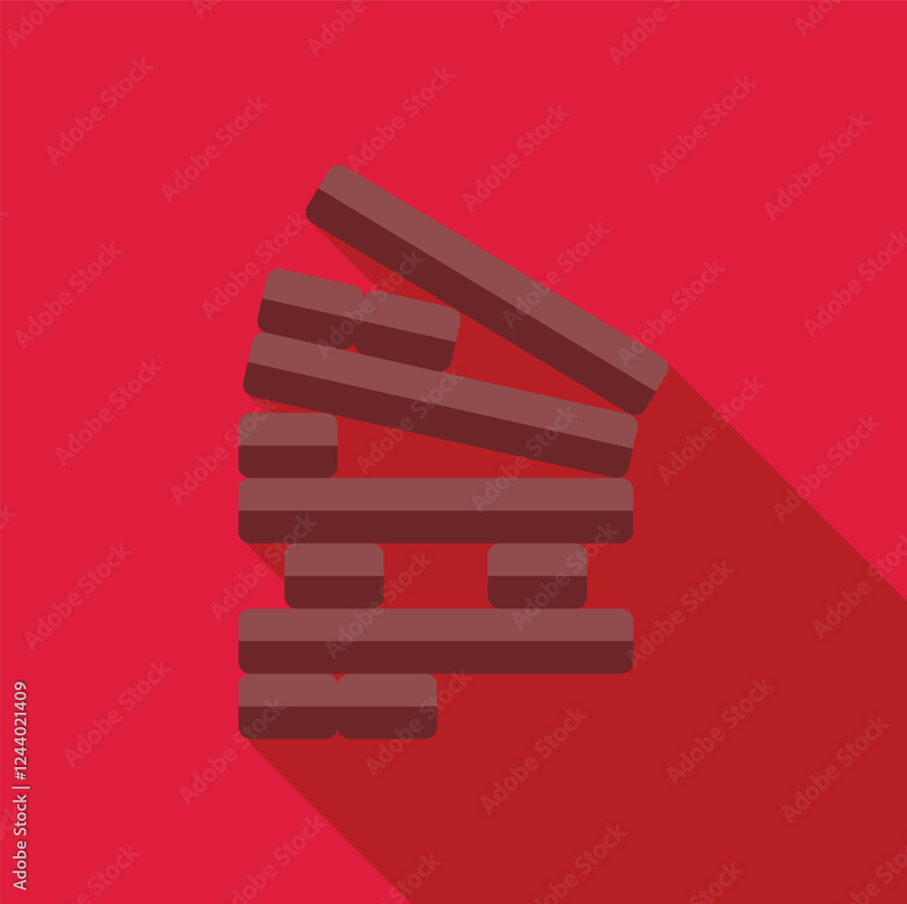 Aufkleber stack of rectangular wooden planks falling down, creating domino effect, isolated vector illustratio