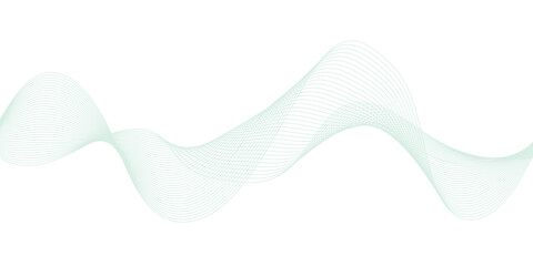 Abstract green lines on a white background. Modern technology wave design. Vector illustration.	
