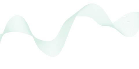 Abstract green lines on a white background. Modern technology wave design. Vector illustration.	