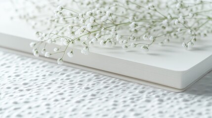 A close-up shot of a book adorned with flowers
