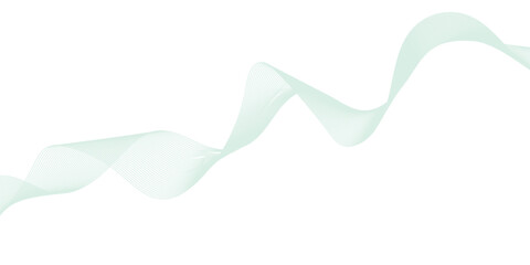 Abstract green lines on a white background. Modern technology wave design. Vector illustration.	